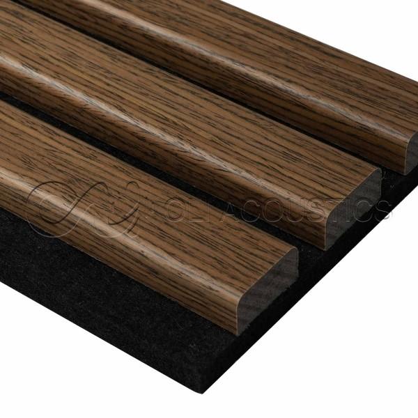 3 Sides Brown Oak Acoustic Slat Wood Wall Panels For Hotel